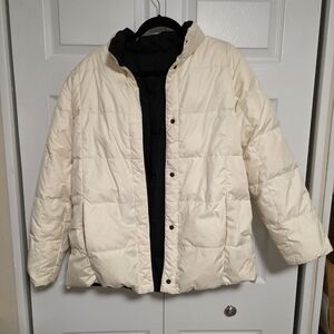 Lands' End Ivory and Black Quilted Jacket